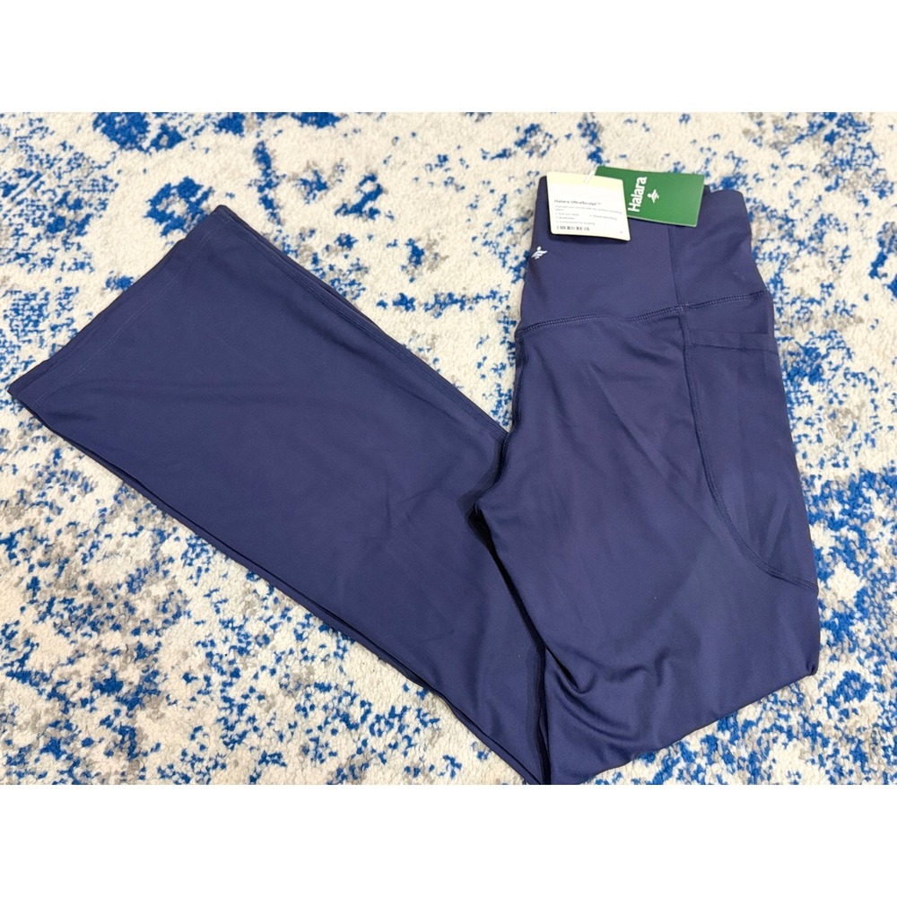 Halara UltraSculpt High Waisted Flare Leggings Petite Navy Blue Pockets Size M